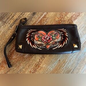 Isabella Fiore - Live to Love, Love to Live - Dark Brown Leather Wristlet
